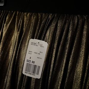 Metallic gold pleated skirt